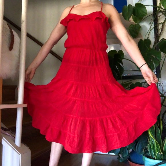 sunset beach Dresses & Skirts - Vintage Purrr’s Red Latin Dance Sun Dress